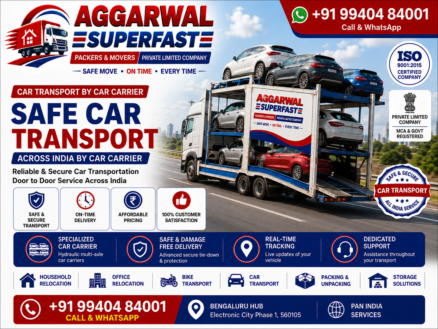 Car transportation by car carrier from Bangalore by Aggarwal Superfast Packers and Movers