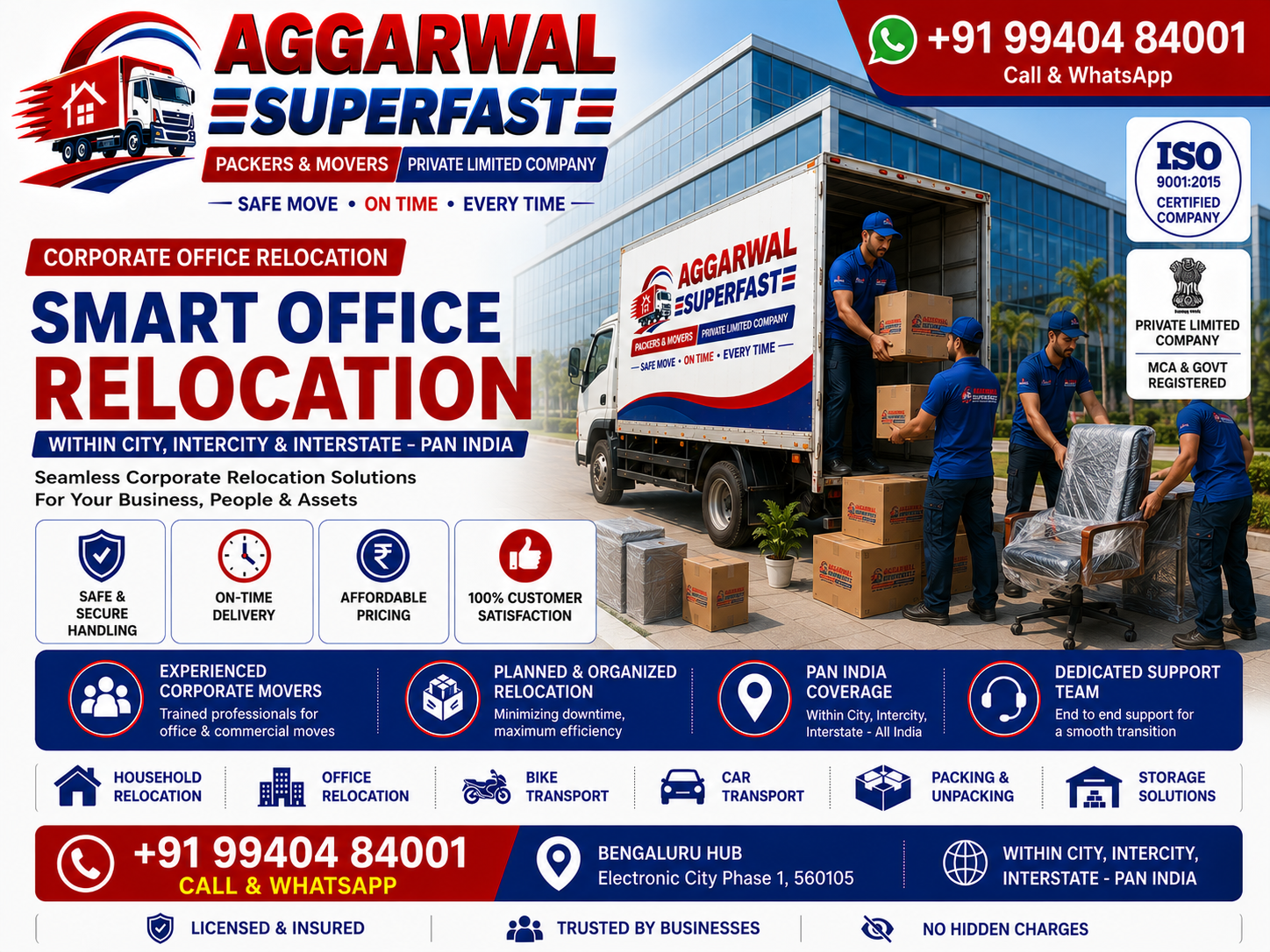 Corporate office relocation in Bangalore for local intercity and interstate moves by Aggarwal Superfast Packers and Movers