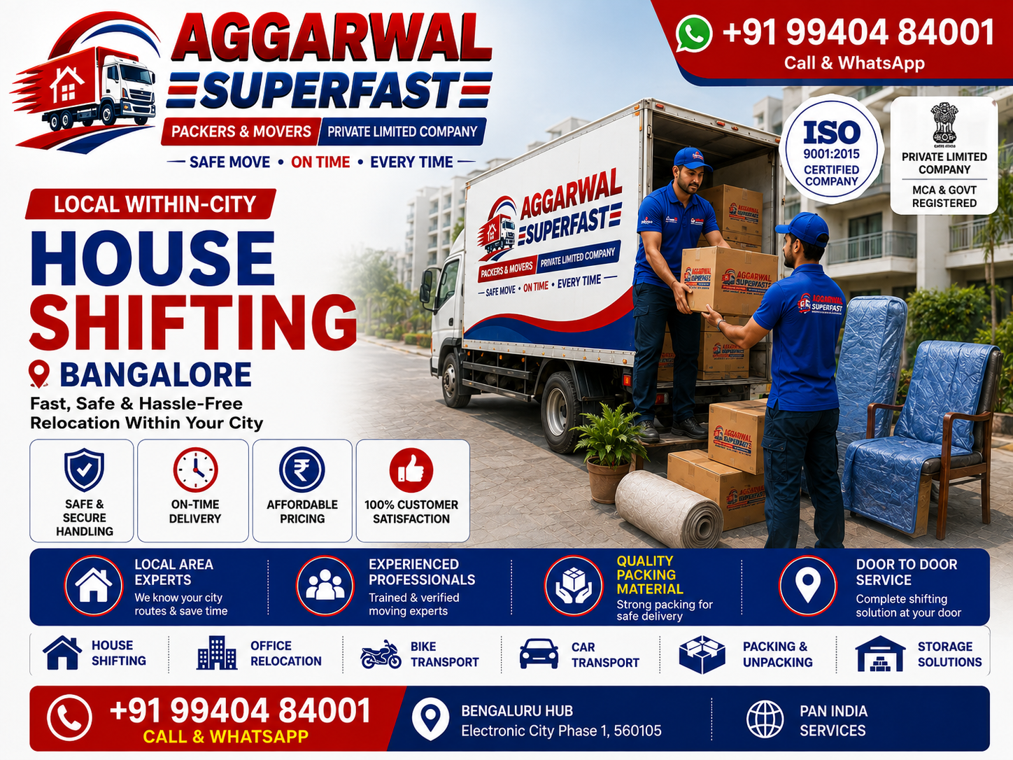 Local house shifting service in Bangalore by Aggarwal Superfast Packers and Movers